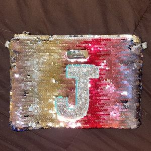 Justice Rainbow Reversible Sequin Clutch Makeup Bag